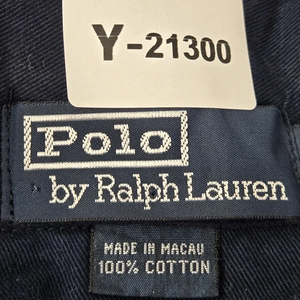 VINTAGE Polo Ralph Lauren Men Polo XL Navy‎ Bear Embroidery Plaid Blackwatch 90s